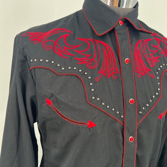 Scully‎ Western Pearl Snap Shirt Mens Size S Embroidered Cowboy Rodeo Country - Picture 3 of 11